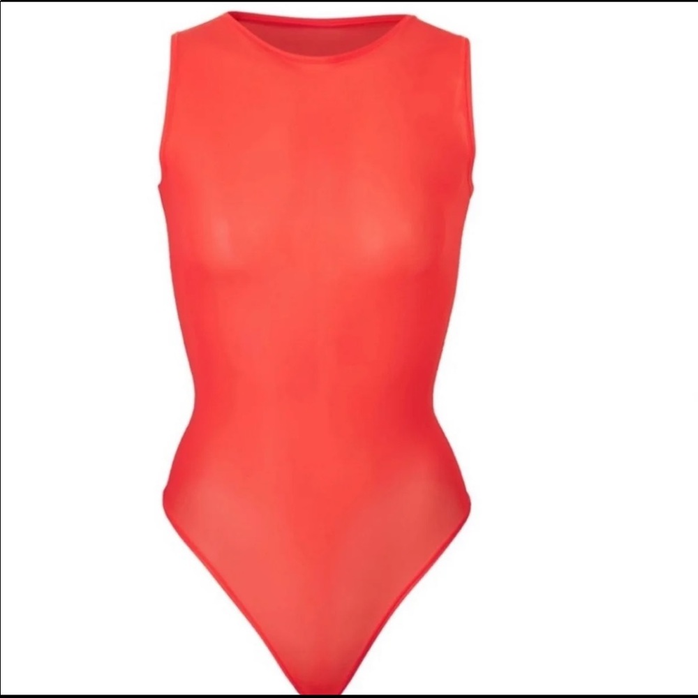 SKIMS JELLY SHEER BODYSUIT NWOT SM POPPY
